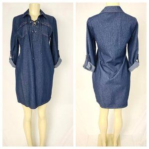 Blue Denim Style Midi Dress Junior Small